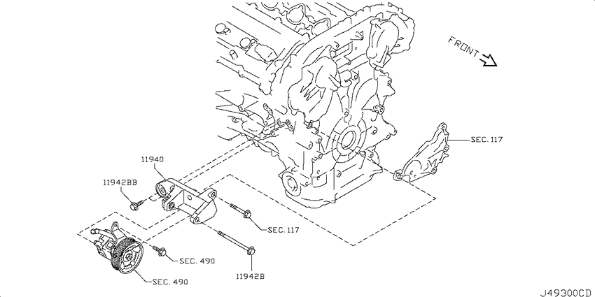 Power steering pump mounting