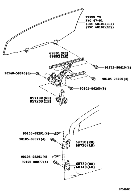 Front Door Window Regulator & Hinge