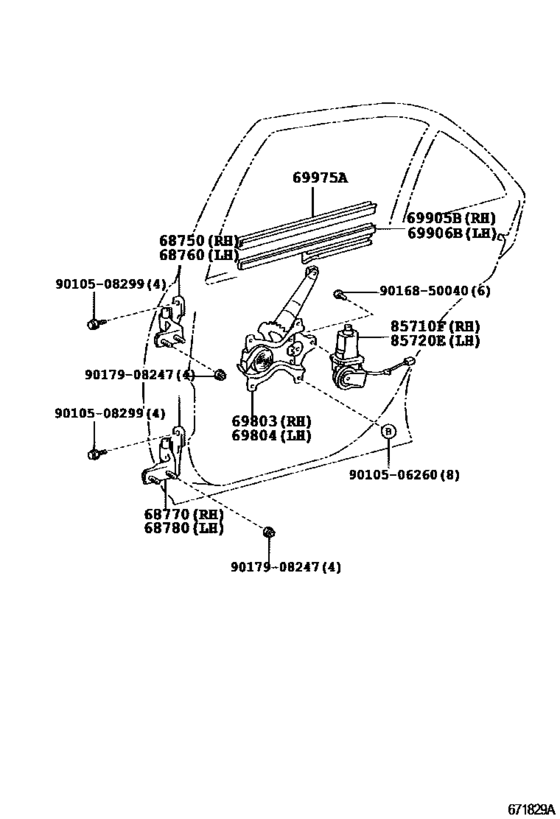 Rear Door Window Regulator & Hinge