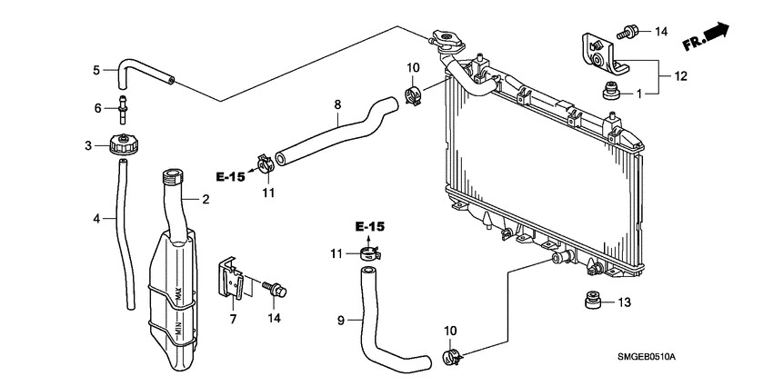 Radiator hose/reserve tan k