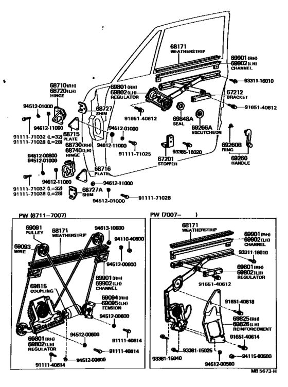 Front Door Window Regulator & Hinge