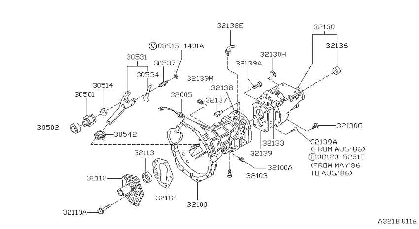 Transmission case & clutch release
