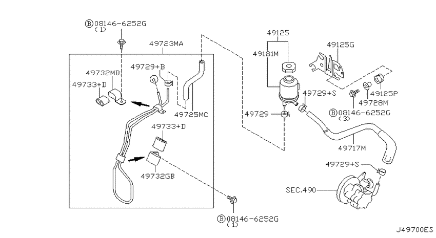Power steering piping