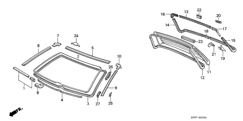 Front windshield/ rear windshield
