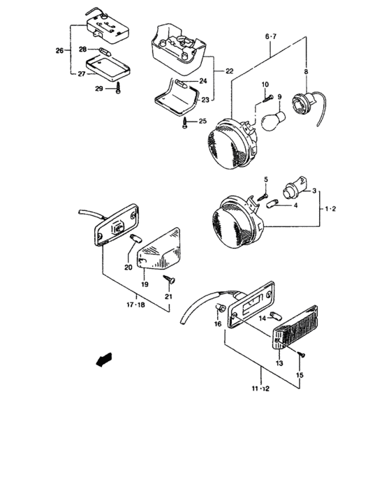 Front lamp and room lamp