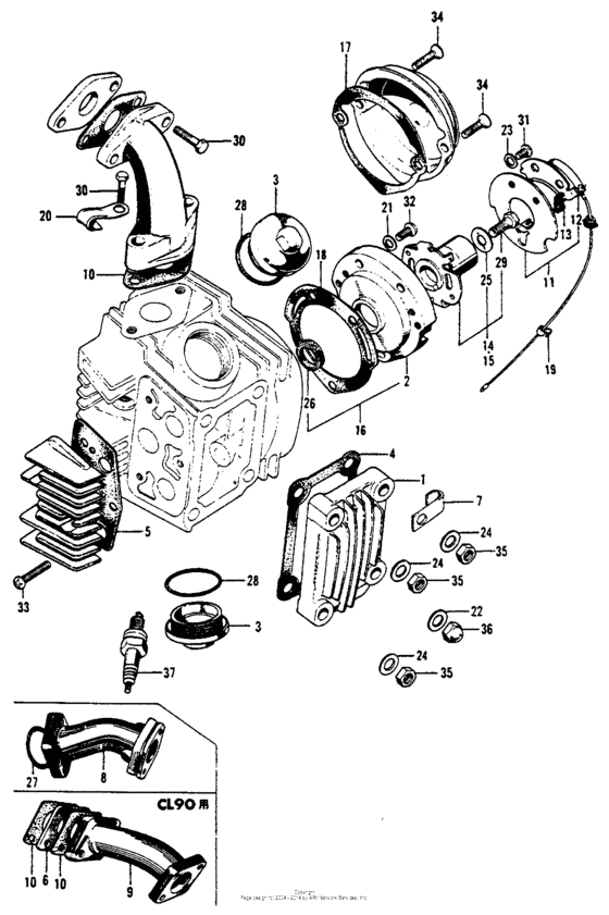 Cylinder head cover + points base