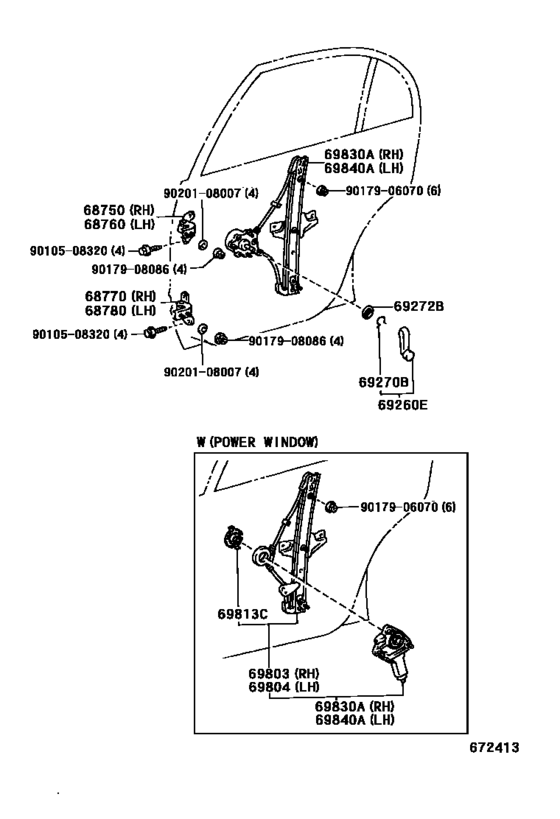 Rear Door Window Regulator & Hinge