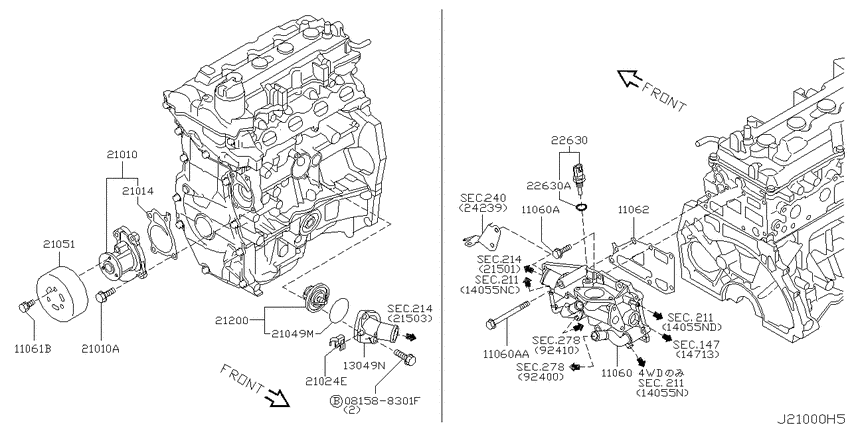 Water pump, cooling fan & thermostat