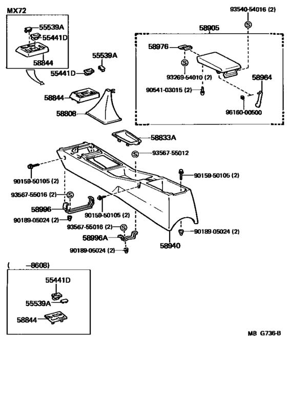 Console Box & Bracket for 1984 - 1988 Toyota CRESSIDA/ CRESSIDA WAGON