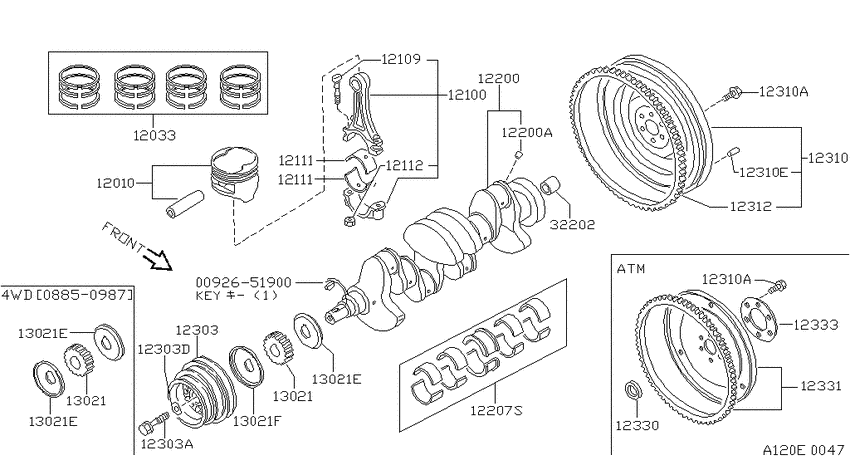 Piston,crankshaft & flywheel