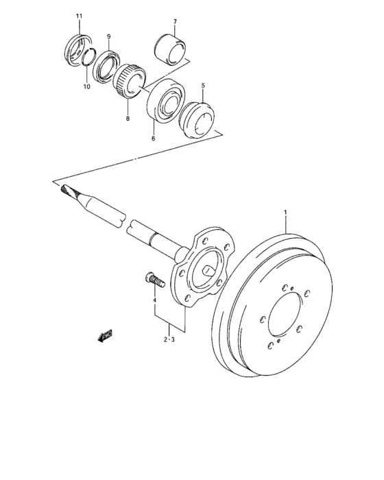 Rear axle and brake drum