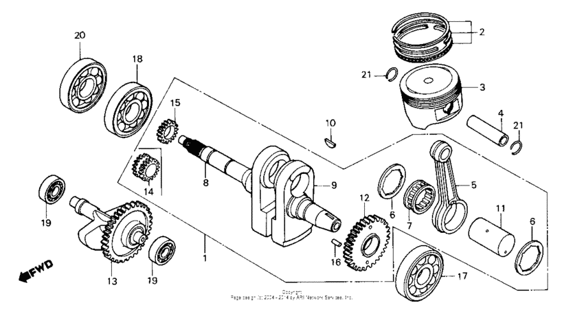 Crankshaft + piston -y