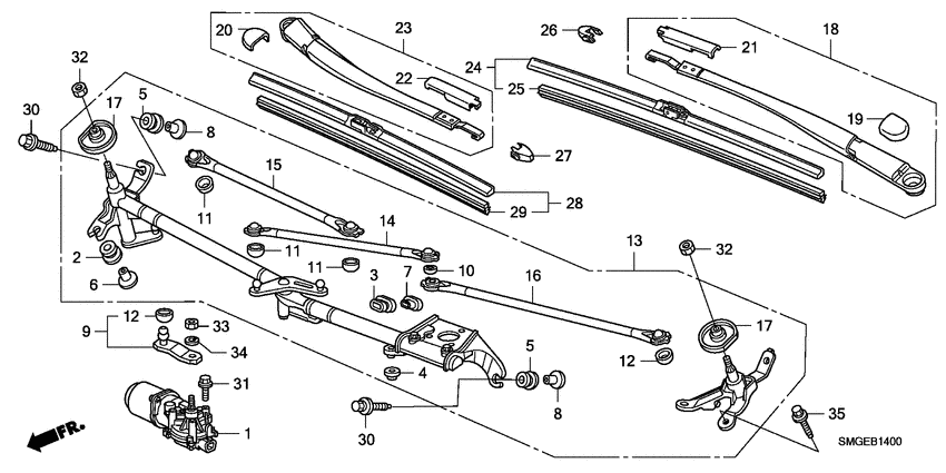 Front windshield wiper