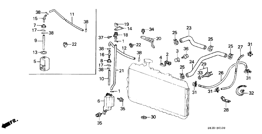 Radiator hose/ reserve tank
