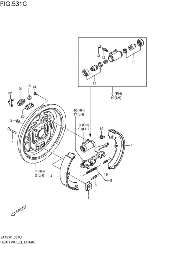 rear wheel brakes for 1995 1996 Suzuki JIMNY JA22W Japan sales