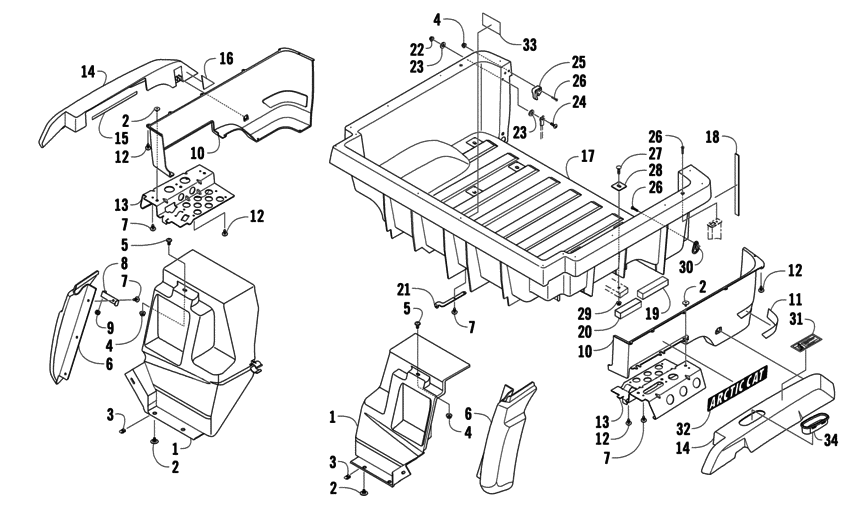 Rear body panel and cargo box assembly
