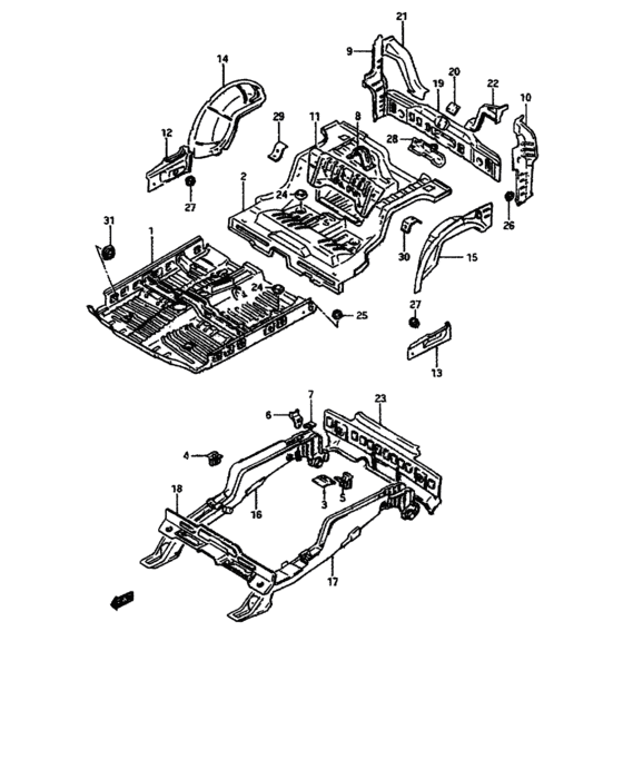 Lower and rear end panel