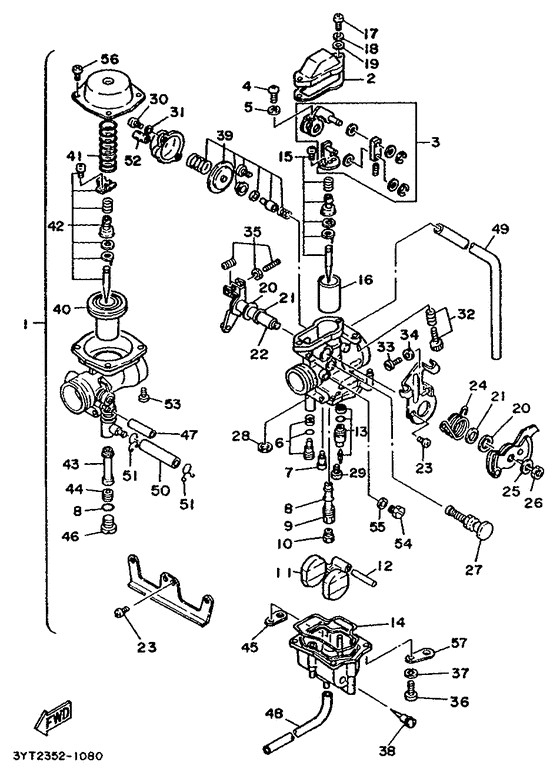 Carburetor for 1991 Yamaha XT350 | Spain (999) sales region, White (WW