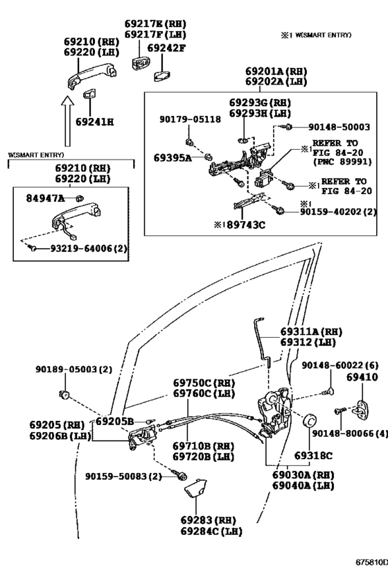 Front Door Lock & Handle for 2010 - 2014 Toyota NOAH/ VOXY/ ESQUIRE ...