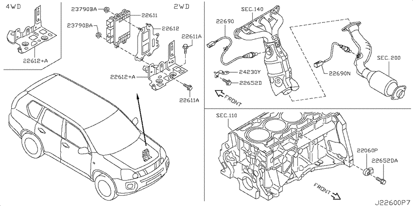 Qg18de двигатель датчик кислорода схема электрическая Engine control module для Nissan X-TRAIL T31, год: 2007 - 2012. OEM запчасти - М