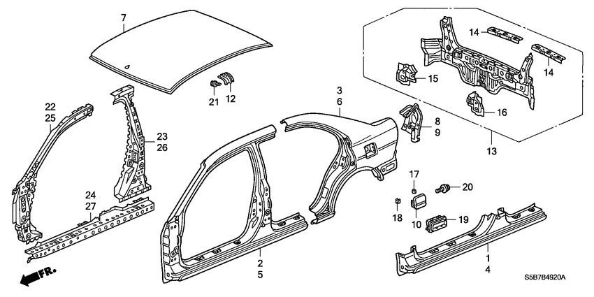 Outer panels/rear panel