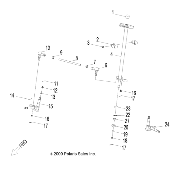 Steering, steering post and tie rod asm.