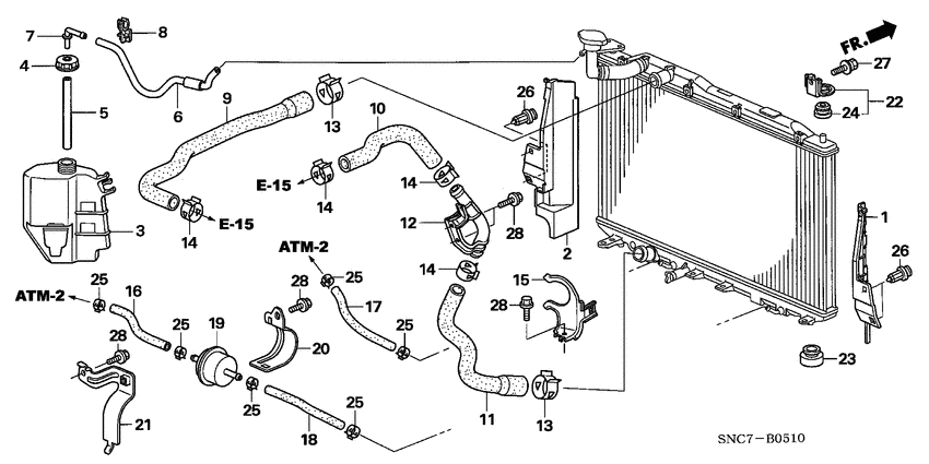 Radiator hose/reserve tan k