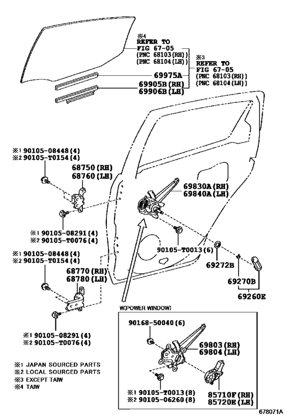 Rear Door Window Regulator & Hinge