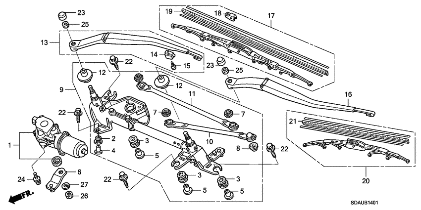 Front windshield wiper