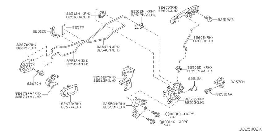 Rear door lock & handle