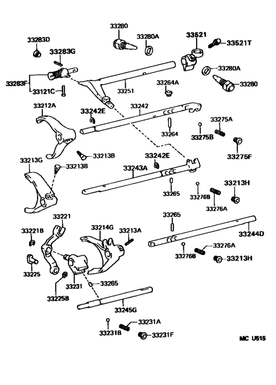 Gear Shift Fork & Lever Shaft (Mtm)