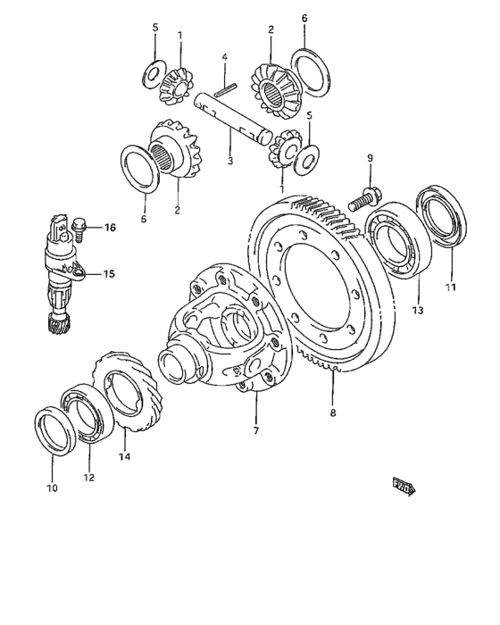 Diff gear and speed gear