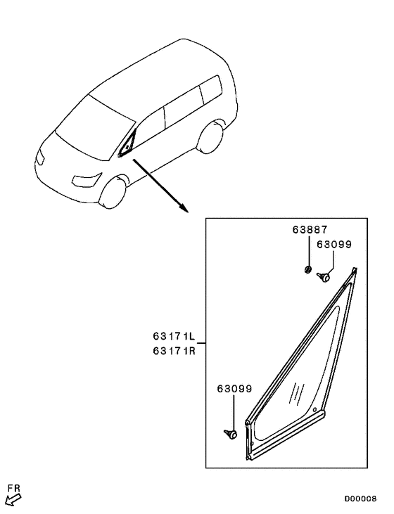 Side window glass & moulding
