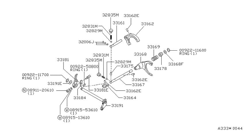 Transfer shift lever,fork & control