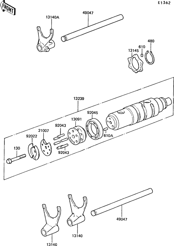 Gear change drum/shift fork(s)
