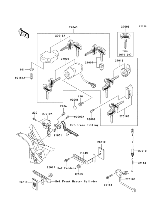 Ignition switch/locks/reflectors