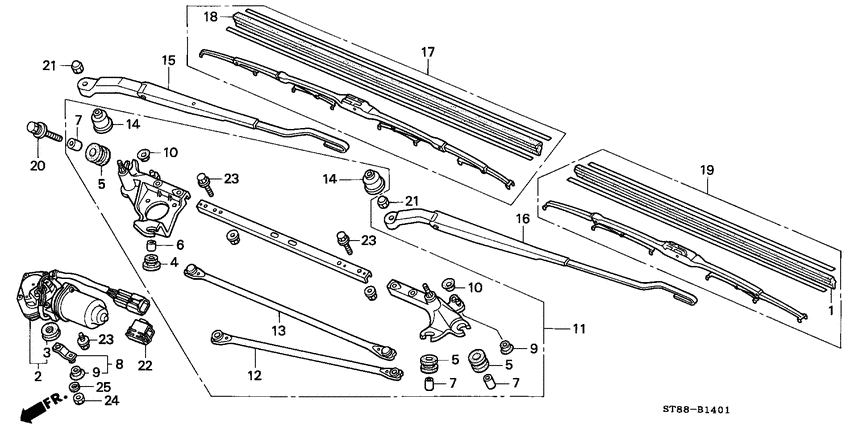 Front windshield wiper