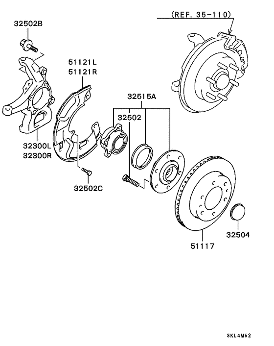 Front axle hub & drum