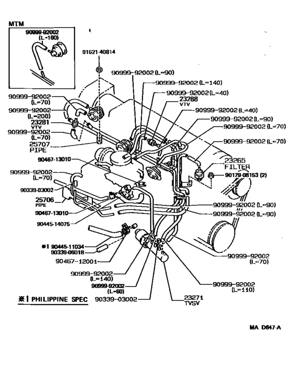 Vacuum Piping for 1987 - 1992 Toyota COROLLA AE92 | General sales ...