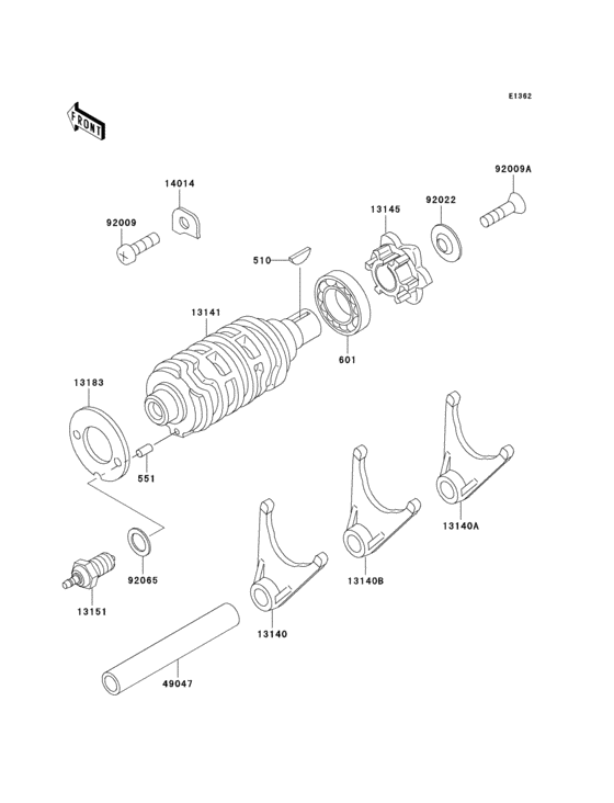 Gear change drum/shift fork(s)