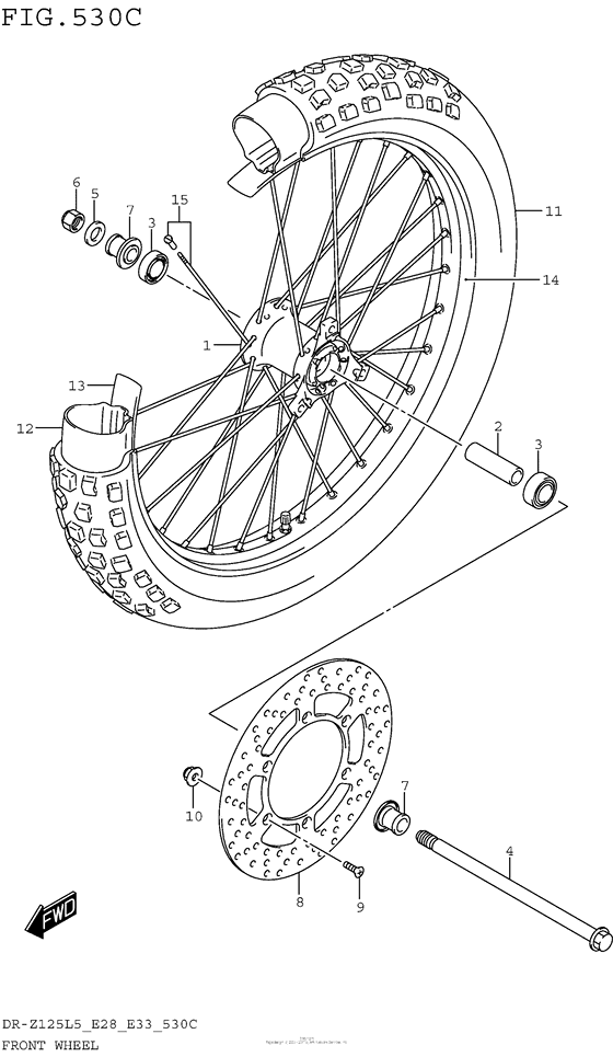 Переднее колесо (Dr-Z125Ll5 E28)