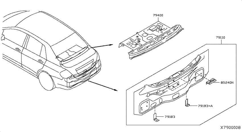 Как разобрать панель ниссан тиида Rear panel & fitting для Nissan VERSA SC11X, год: 2008 - 2011. OEM запчасти - Ме