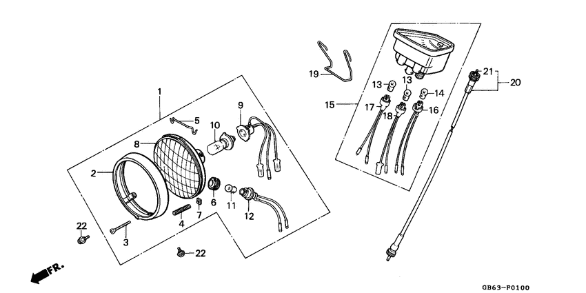 Headlight/speedometer