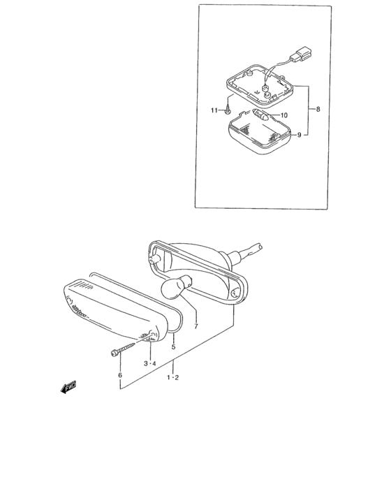 A fr turn signal lamp and room lamp