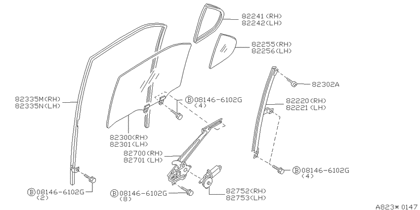 Rear door window & regulator