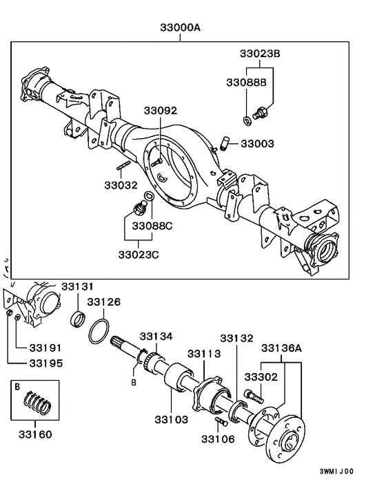 Rear axle housing & shaft