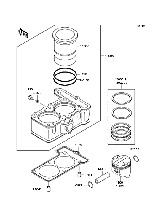 Cylinder/piston