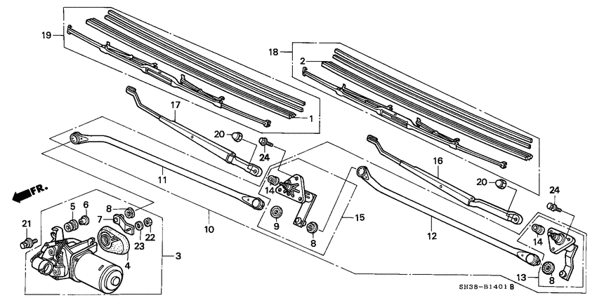 Front windshield wiper