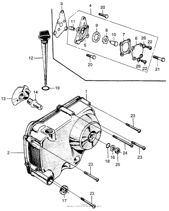 Right crankcase cover + oilpump