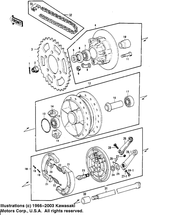 Rear hub/brake/chain